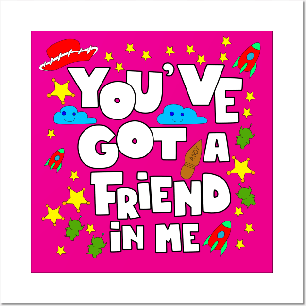 Got a friend with toys and fun graphic tees ecopop in pink Wall Art by jorge_lebeau